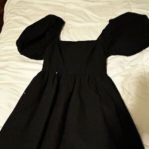Black puffy sleeve dress